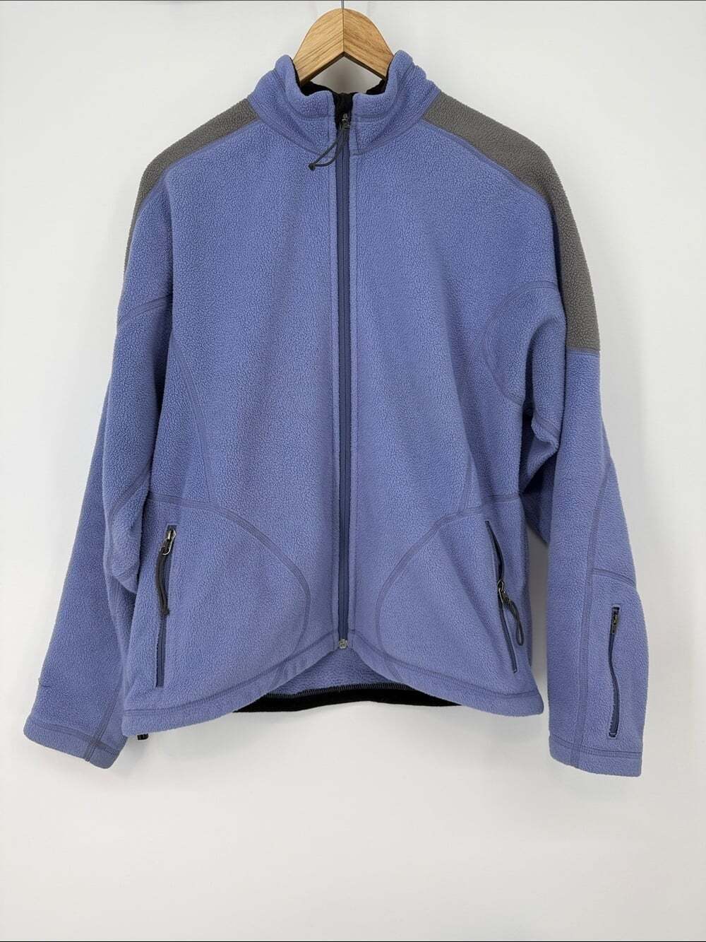 MEC Lavender Blue Full-Zip Fleece Jacket with Gray Shoulder Panels